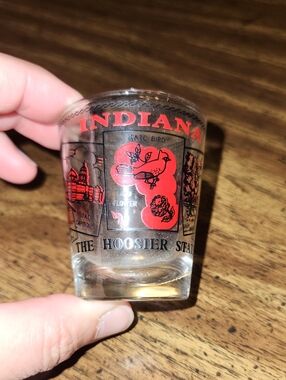 Indiana Souvenir Shot Glass - Red & Black